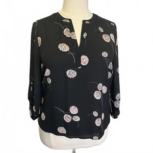 Camicia blusa manica lunga Daniel Rainn nera stampa floreale nuova taglia 2X - Foto 1 di 10