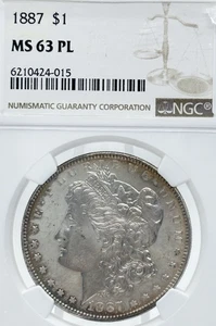 1887-P $1 MORGAN DOLLAR PCGS MS-63 PL  6210424-015 - PROOF LIKE  Toning $14108 - Picture 1 of 5