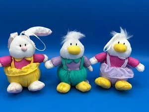 Lot 3 Gibson Greetings 4.5" Bunny Rabbit Duck Easter Plush Figures Nylon Toy - Picture 1 of 4