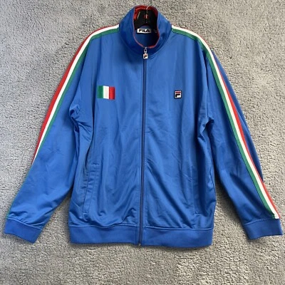 NUEVO CON ETIQUETAS Chaqueta Fila Para Hombre Talla L Italia Bandera Escudo Dorado Pista Cremallera Completa 2 Caras Italiana Foto 1 de 4