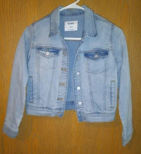 NEW ~ Old Navy ~ Girls 10/12 Jean Jacket Stretch Snap Close Light Wash Denim - Picture 1 of 2