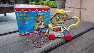 MEXICAN MERRY MOUSEWIFE PULL TOY NO FISHER PRICE-MEXICO JUGUETES PERIQUIN NIB - Imagen 1 de 12