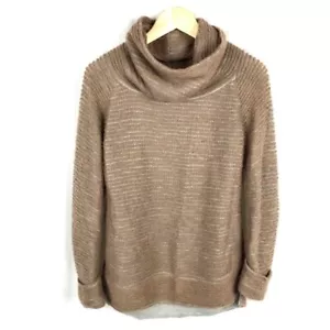 Maglione pullover Anthropologie Dolan marrone mohair collo cappuccio XS - Foto 1 di 9