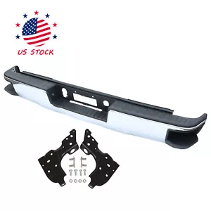Chrome Rear Step Bumper Assembly For Chevy Silverado GMC Sierra 1500 2014-2018 - Picture 1 of 24