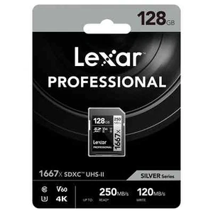 Lexar SILVER Series Professional 1667x 128GB UHS-II SDXC Memory Card Buy 2+ Save - Zdjęcie 1 z 5