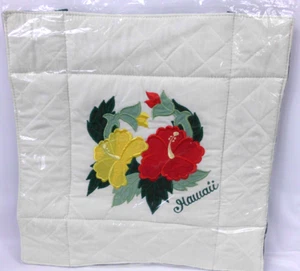 Vintage Hawaii Hibiscus Hot Pad Potholder Wall Hanging Quilted w Straps 12x12 - Picture 1 of 4