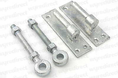Heavy Duty Galvanised Wrought Iron Gate Hinges 12mm Pin & Adjustable Eyebolts  • 10.95£
