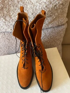 8.5-9 / 39 KHAITE The Conley Brown Suede Lace up Combat Boot Shoes - Picture 1 of 11