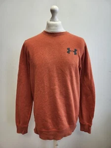 B117 MENS UNDER ARMOUR ORANGE CREW NECK LONG SLEEVE SWEATSHIRT UK M EU 50 - Picture 1 of 4