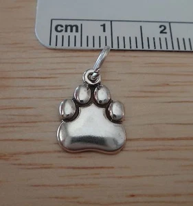 Sterling Silver 12x10mm Dog Bear Tiger Cougar Paw Print Charm concave on back - Picture 1 of 4