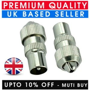 2PC MALE TV AERIAL COAXIAL CABLE METAL CONNECTORS ADAPTOR LEAD SOCKETS COAX PLUS - Picture 1 of 8