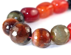 RAINBOW AGATE GEMSTONE CUSHION CUBE GRADUAL FACET ROUND 14-6MM BEADS 16.5inch - Picture 1 of 1