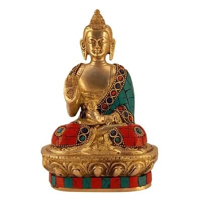 Brass Buddha Idol Statue Murti in Blessing Posture idol statue For Diwali Gift - Image 1 of 4