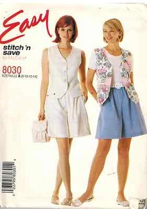 8030 UNCUT McCalls Pattern Misses Easy Lined Vest Pull on Shorts OOP SEW FF - Picture 1 of 1