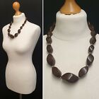 RETRO CHUNKY NECKLACE FACETED NUGGET BEADED BROWN BEAD COSTUME JEWELLERY
