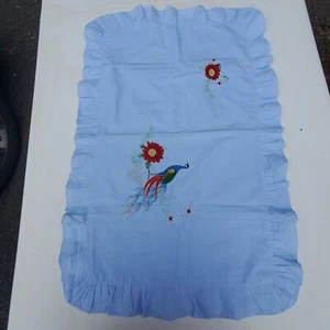 Kissenbezug bestickt blau Pfau - Bild 1 von 8