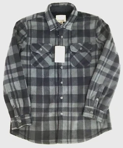 Terramar Outdoors Polar Fleece Lined Men's Small Shirt Poly Plaid Grey Black NWT - Picture 1 of 7