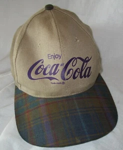 VINTAGE ENJOY COCA COLA PLAID CAP KC PRODUCTS SNAP BACK - Picture 1 of 5