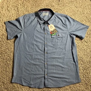 Avalanche Performance Button Up Shirt Blue Stretch Knit Mens Size XL Extra Large - Picture 1 of 9
