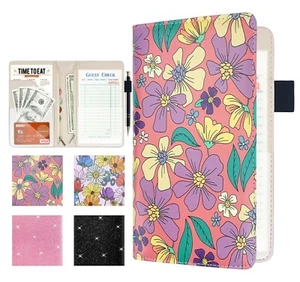 Server Book, Waitress Book, Leather Server Book Organizer with Double Zippered P - Picture 1 of 7