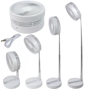 Akku Teleskop Ventilator Tischventilator Lüfter 3 stufig leise USB Alu ABS weiß - Bild 1 von 17