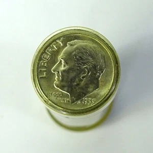 1955-D Roosevelt Silver Dime uncirculated roll 50 coins Denver Mint - Picture 1 of 5