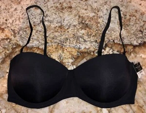CHRISTIAN SIRIANO Strapless Convertible Push Underwire Black Bra 34C 36C 36D - Picture 1 of 3