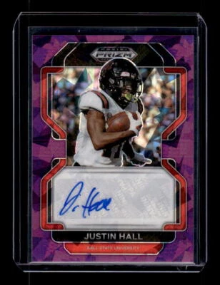 2022 Prizm Draft Picks Autograph Purple Ice #210 Justin Hall Auto /99 EXACT SCAN - Image 1 of 2