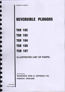 Lösegeld TSR102, TSR103, TSR104, TSR105 & TSR 107 Pflug Teile Buch - Bild 1 von 1