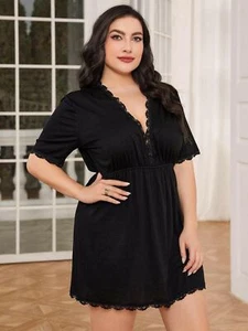 Plus size lace nightgown - deep v neck - Picture 1 of 6