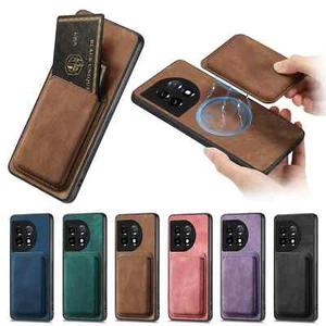 Fr OnePlus 13 12 11 Classic Business Leather Detchable Magnetic Card Slot Cover - Picture 1 of 16
