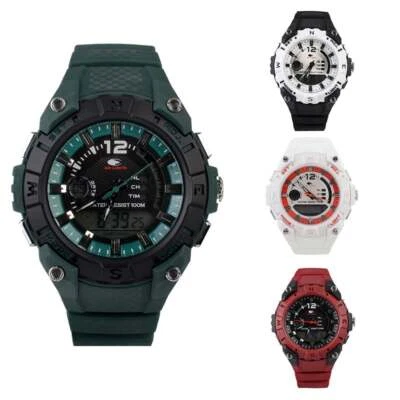 Uhr NO LIMITS AIKAU Anadigit Chrono Weckfunktion Silikon Gefärbt Schwarz Weisse - Bild 1 von 4