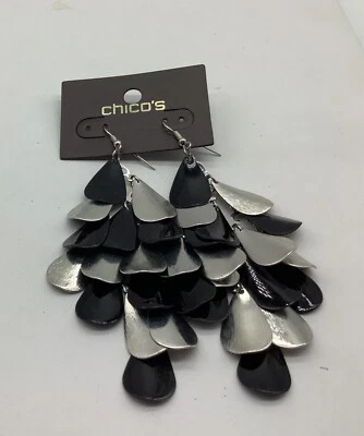 Chico’s  Silver/ Black  Dangle Earrings NWTS - Image 1 of 3