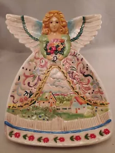 Jim Shore plate FOUR SEASONS ANGEL Holiday Cookie Tray 2008 Ceramic Pottery - Picture 1 of 4
