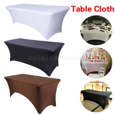 Spandex Fitted Table Cover Rectangular Stretch Tablecloth for Wedding Xmas Party - image 1 of 4
