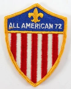 Vintage 1972 All American Shield Crest Yellow Boy Scouts BSA Camp Patch - Picture 1 of 4