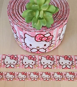 7/8, 1.5, 2 & 3" (1 YD) Hello Kitty Grosgrain Ribbon Girl Anime Kitty Hair Bow - Picture 1 of 1