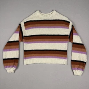 Suéter Pullover Corto Billabong Para Mujer Pequeño Multicolor a Rayas Manga Globo - Imagen 1 de 6