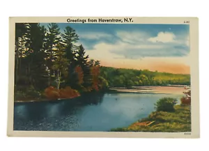 Vintage Greetings from Haverstraw, NY Lake Trees Sky Postcard (PC120) - Picture 1 of 3