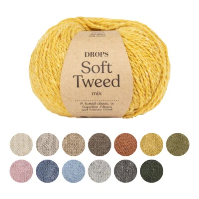 DROPS Soft Tweed Wool Yarn Merino Alpaca DK Double Knit Crochet 50g All Shades