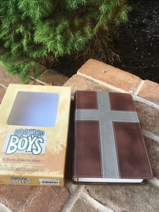 GOD'S WORD FOR BOYS DURAVELLA  BROWN SLATE CROSS DESIGN - Bild 1 von 10