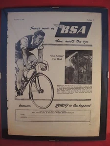 BSA VINTAGE FRAMED CYCLE ADVERT FROM CYCLING MAGAZINE OCTOBER 11th 1955 - Picture 1 of 8