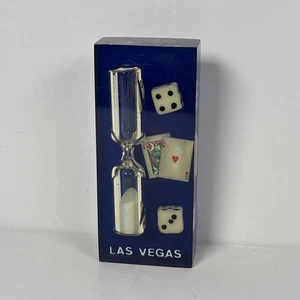Vintage Las Vegas Sanduhr Souvenir mit Würfeln & Karten - Bild 1 von 4