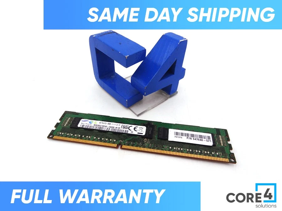 HP 647648-571 4GB (1X4GB) 1600MHZ PC3-12800 CL11 ECC  - A2Z49AT - Image 1 of 1