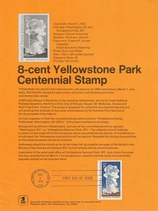 #7201 8c Yellowstone Park Stamp #1453 Souvenir Page with Eagle Watermark - Picture 1 of 1