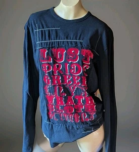 Vintage Y2K Euro Doramafi J-Fashion Punk Goth Affliction Lust Long Sleeve M - Picture 1 of 6
