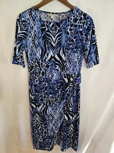 Dana Buchman Dress Size Small Blue Animal Print Sheath - Picture 1 of 4