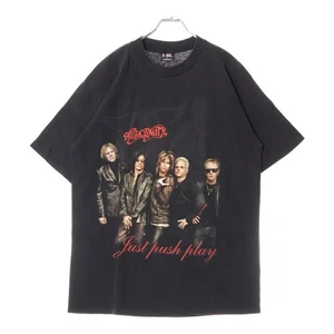 VINTAGE Size L 00s AEROSMITH JUST PUSH PLAY SORAYAMA T-shirt Short Sleeve Black - Picture 1 of 9