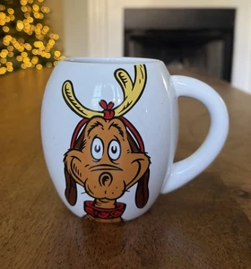 seltene weiße große Dr. Seuss Grinch Max Holiday Keramik ovale Tasse - Bild 1 von 4
