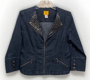 Ruby Rd Blue Denim Jean Jacket with Metal Embellishments on Collar Women’s 8 - Picture 1 of 9